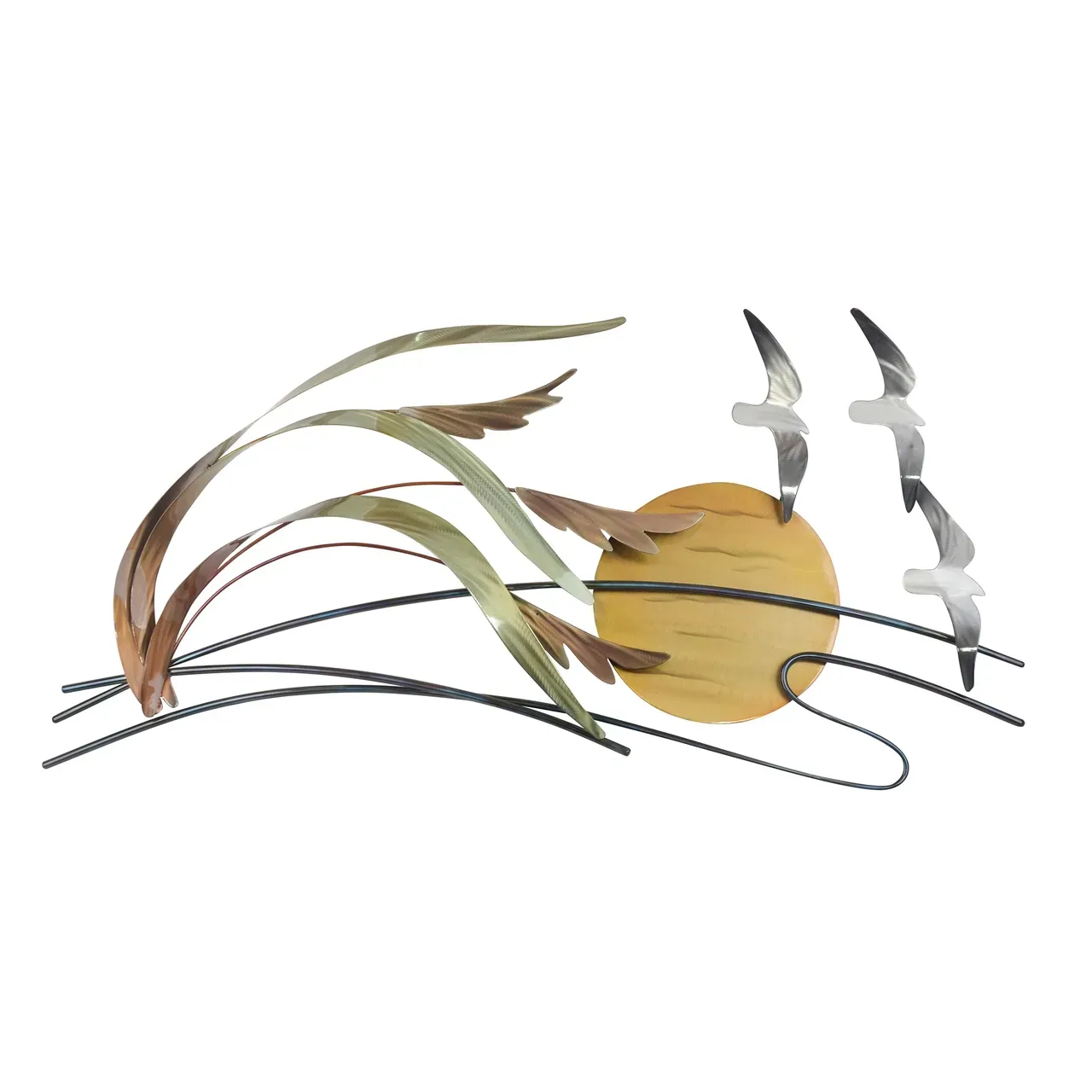 Seagulls and Sea Oats (Stainless Steel) Metal Wall Art
