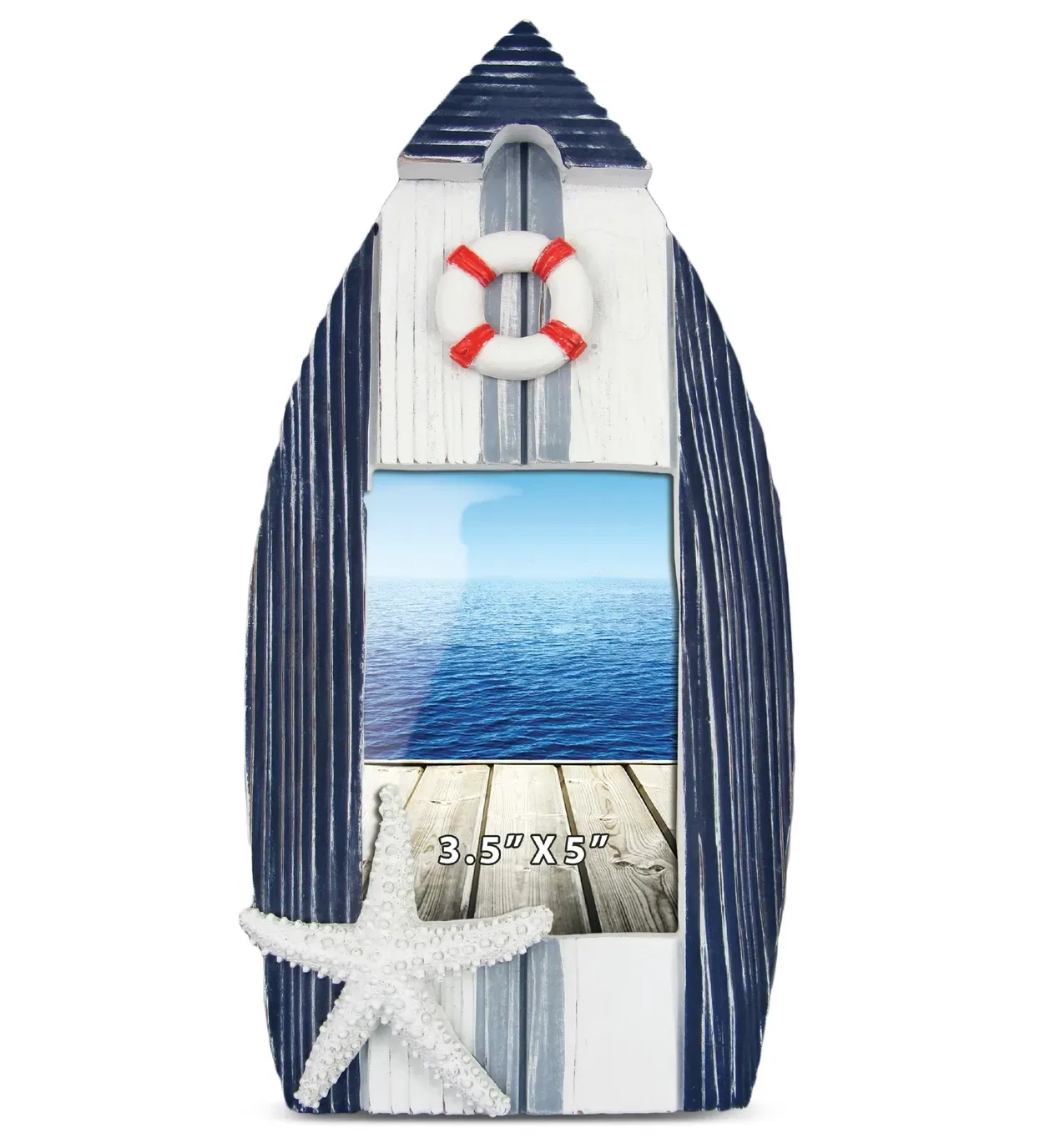 Nautical Decor - Blue Stripes Boat Frame Lg 3.5x5