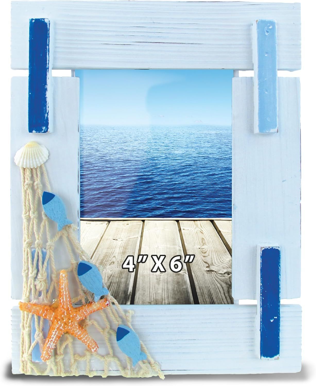 Nautical Decor Light Blue Strips Frame 4x6