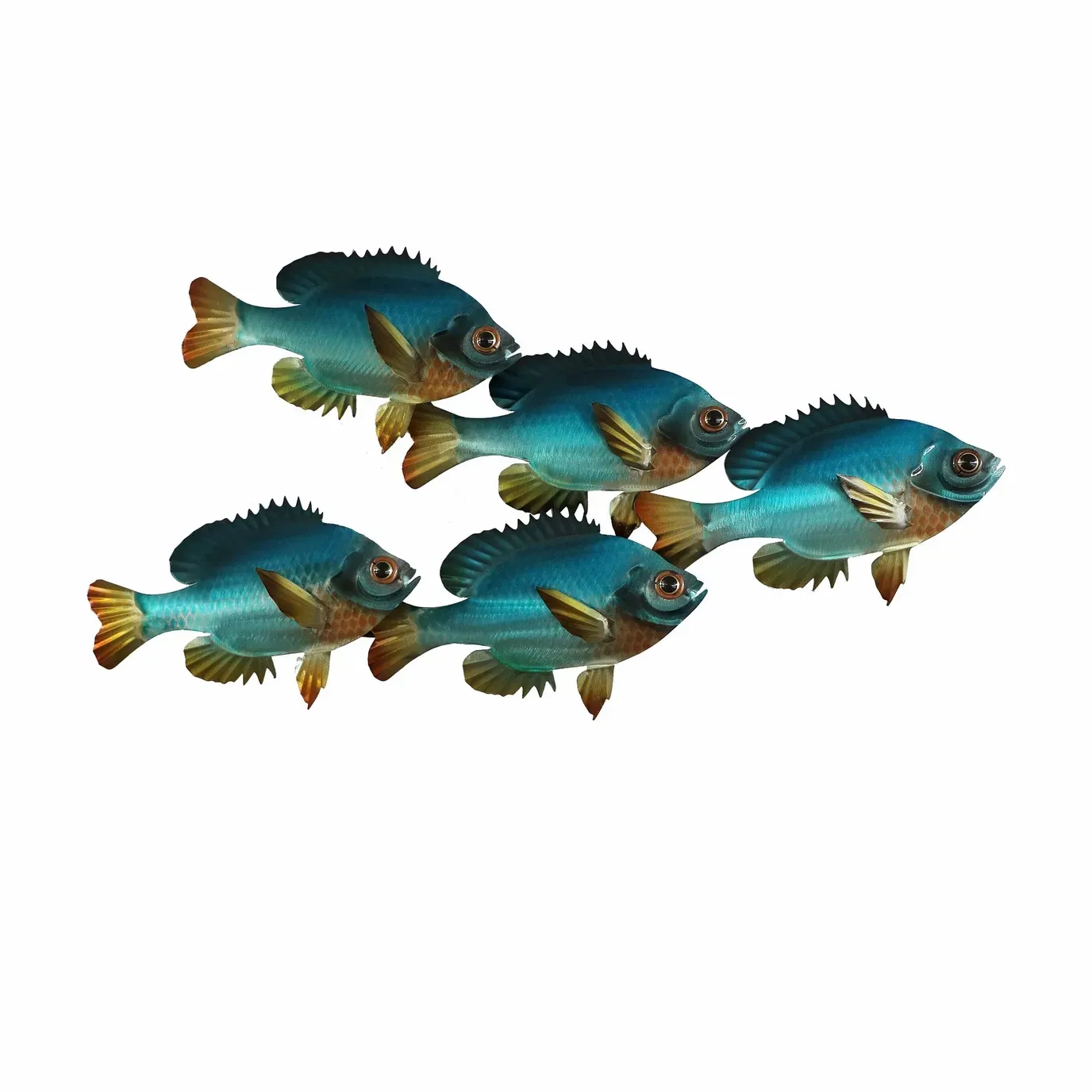 Blue Sunfish School (5 Fish) Metal Wall Art
