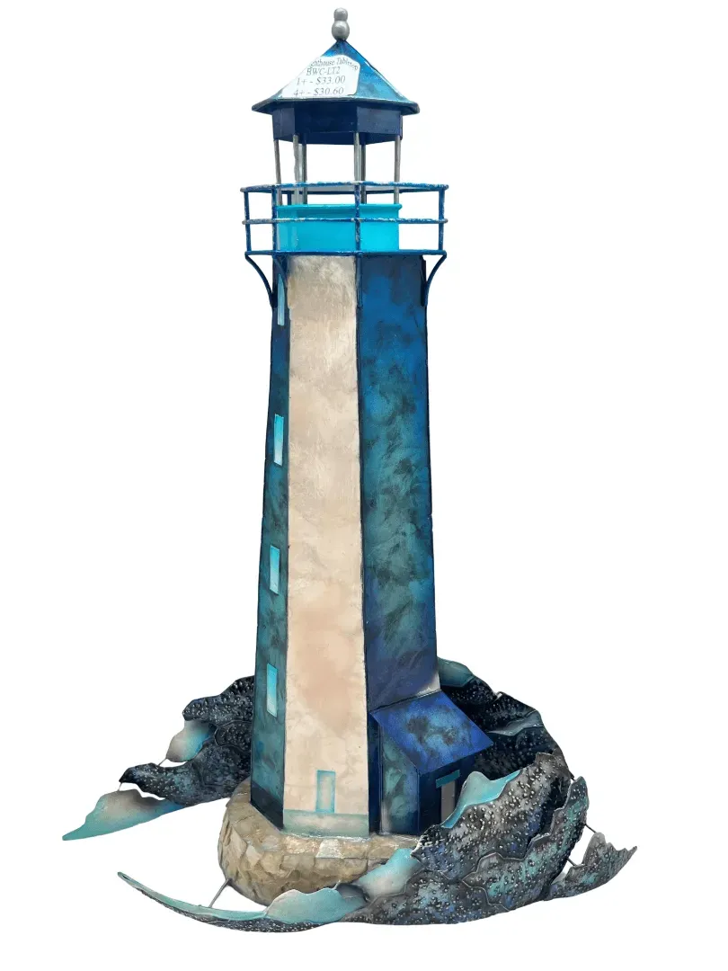 Lighthouse Blue & White Capiz Tabletop