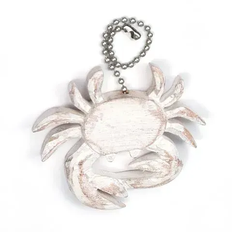 Carved Wooden White crab-shaped fan pull with chain