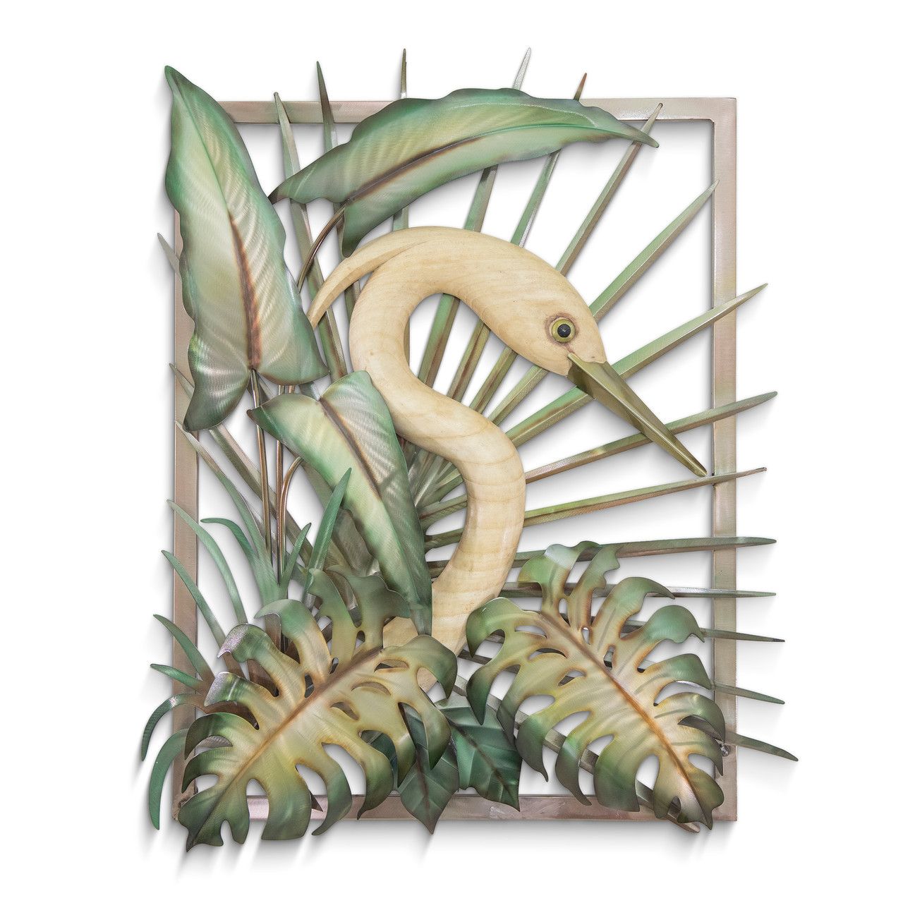 Heron Floral Frame Face Right