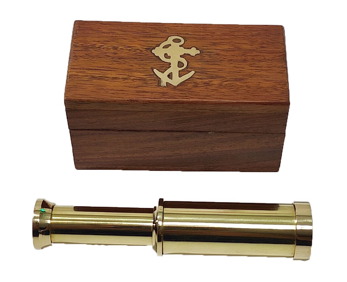 Brass Telescope w/ Wood Box