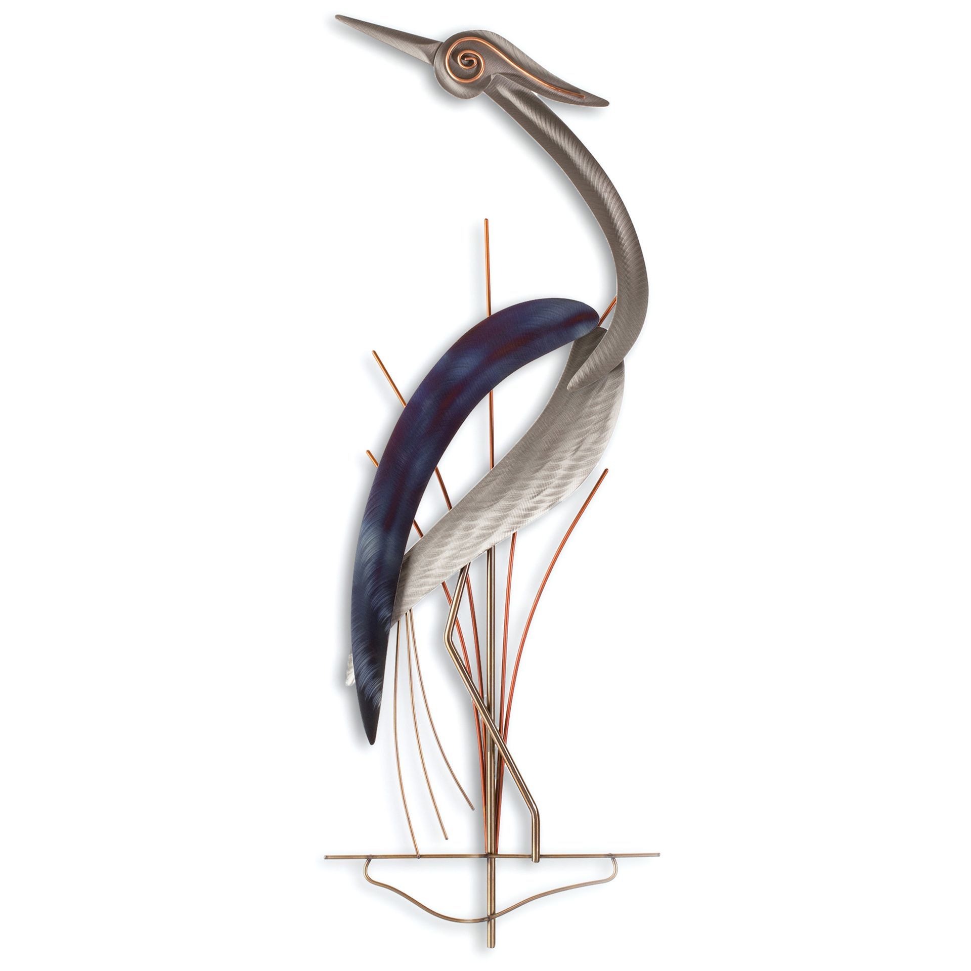 Elegant Heron Face Left Metal Wall Art