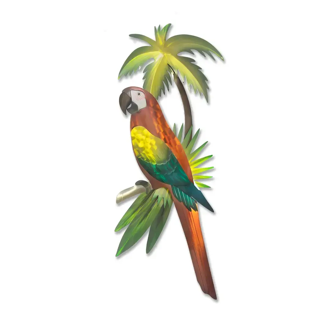 Red Macaw Metal Wall Art