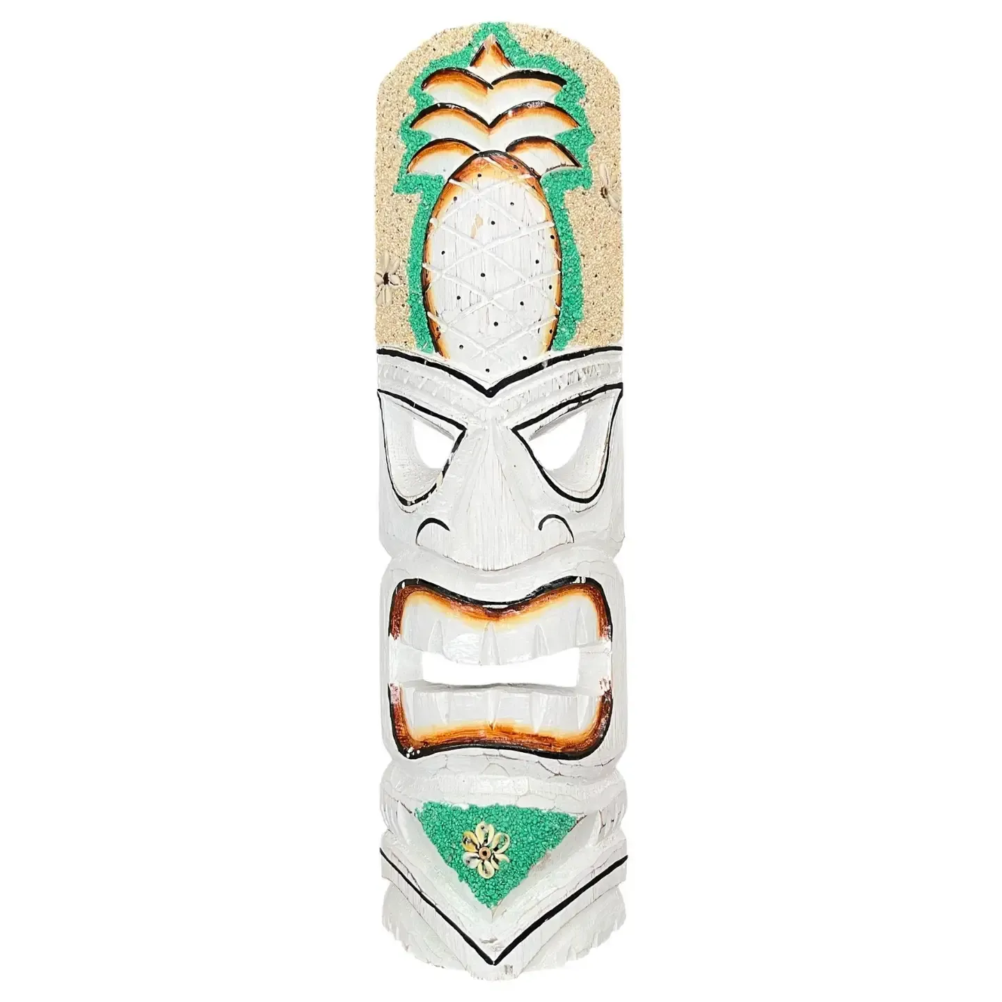 Wood Tiki Mask Green Sand Pineapple KK N-1204-S-WWPAG