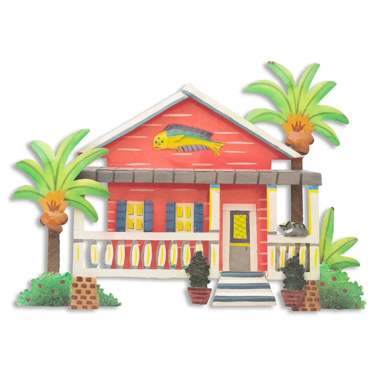 Coral Caribbean House Patio Safe Metal Wall Art
