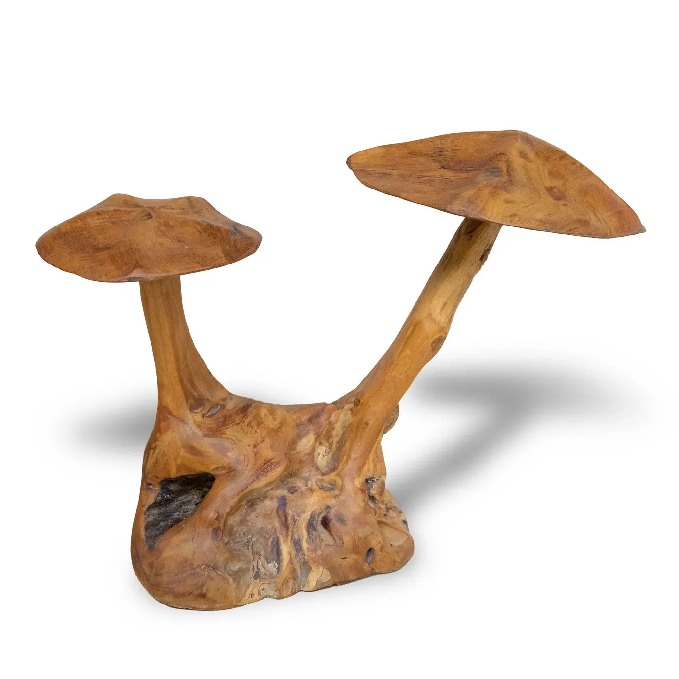 Twin Mushroom Floor/Tabletop Teak