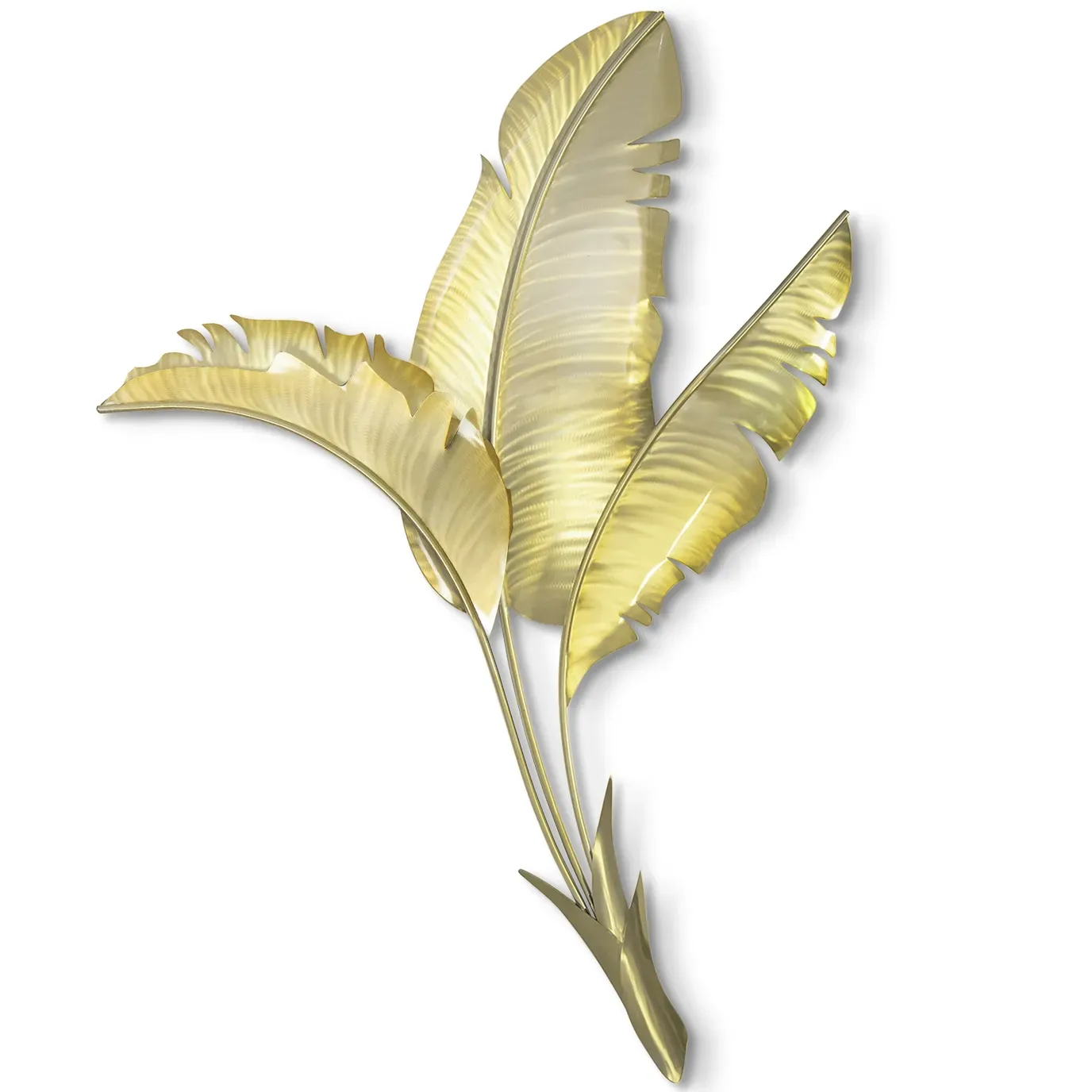 Banana Leaf Vertical Gold Face Left Stainless Steel Metal Wall Art