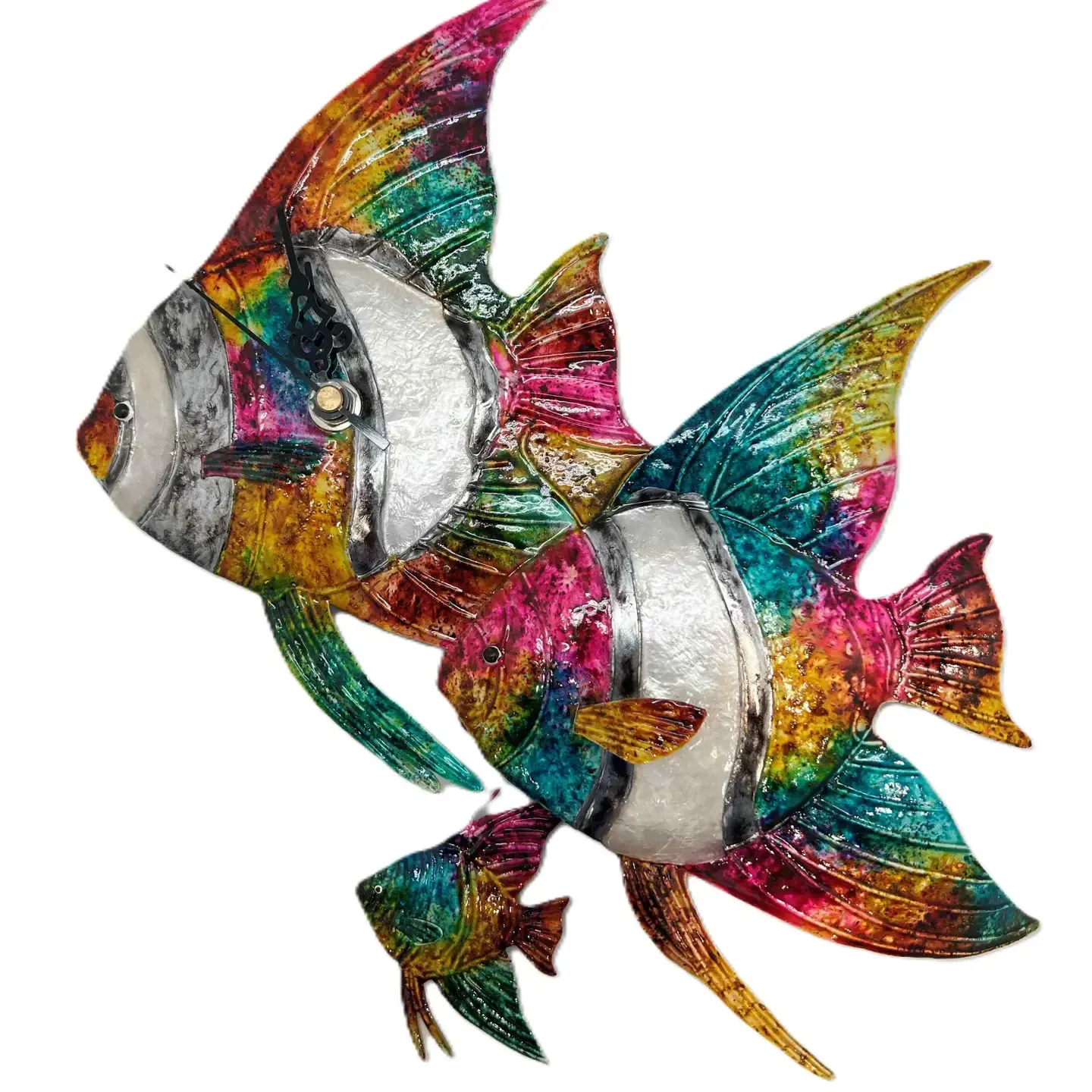 Fish Multi White Elegance Wall Clock KK MWE-36FCLK