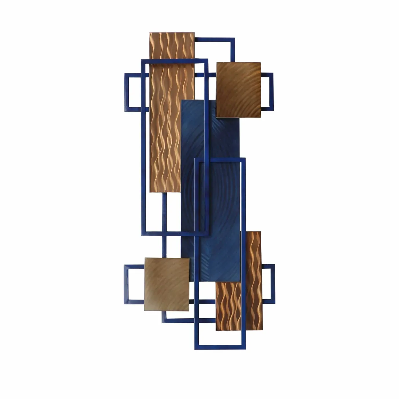 Framed Array Vi Copper/Blue/Brass/LED Batt. Stainless Steel Wall Art