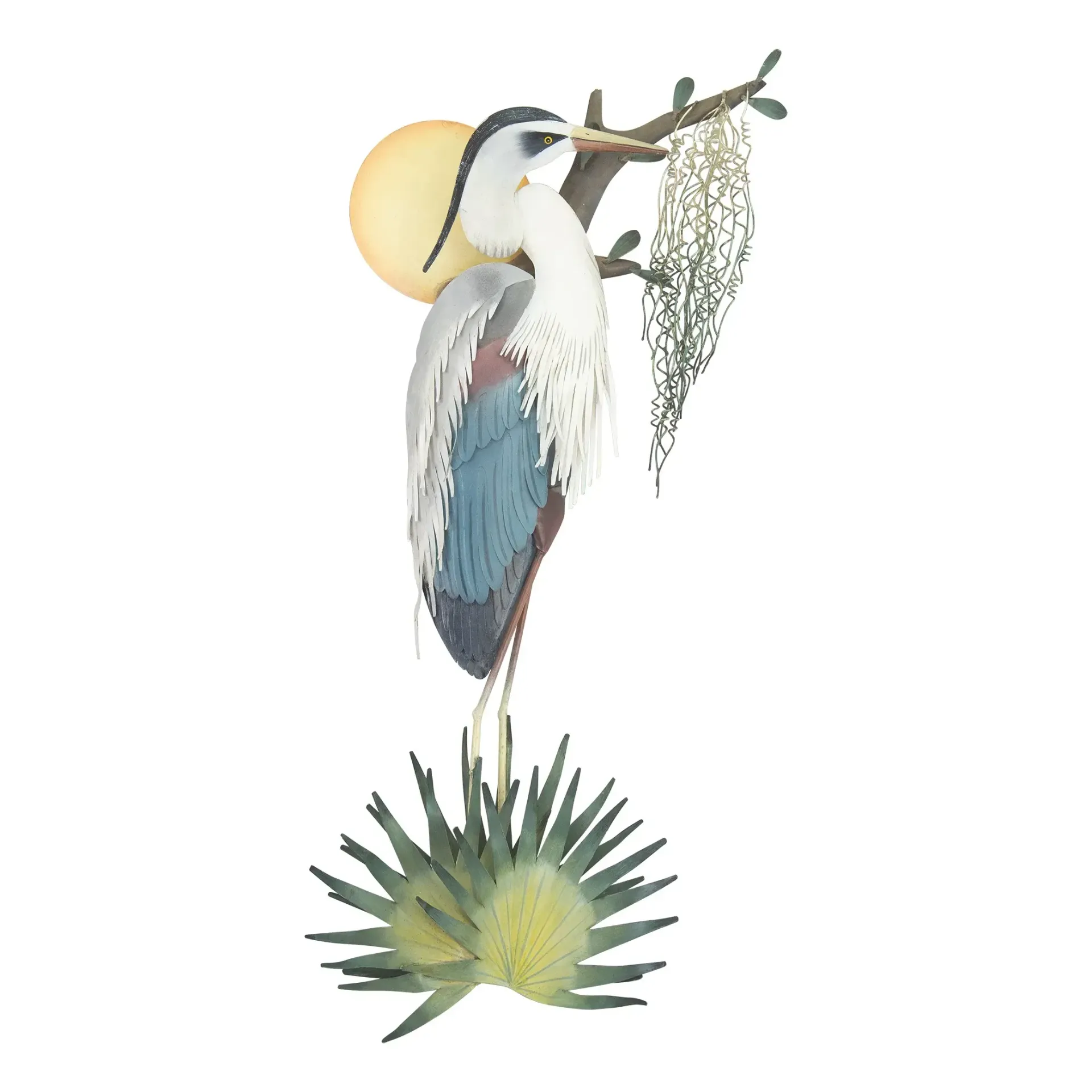 Sunrise Heron Metal Wall Art