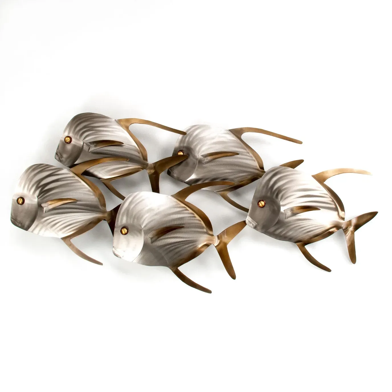 Lookdown Fish School of 5 Left Stainless Steel Metal Wall Art