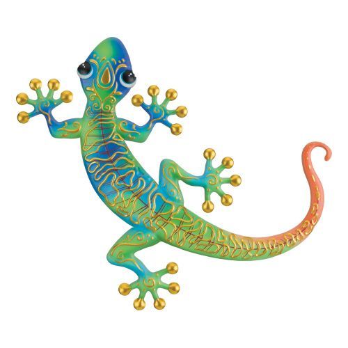 Blue Swirl Gecko Metal Wall Decor