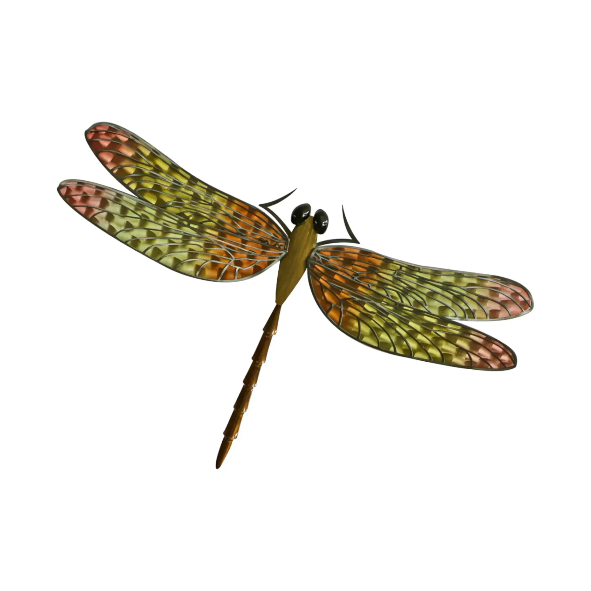 Dragonfly 2 Pink/Sage/Brown Stainless Steel Metal Wall Art
