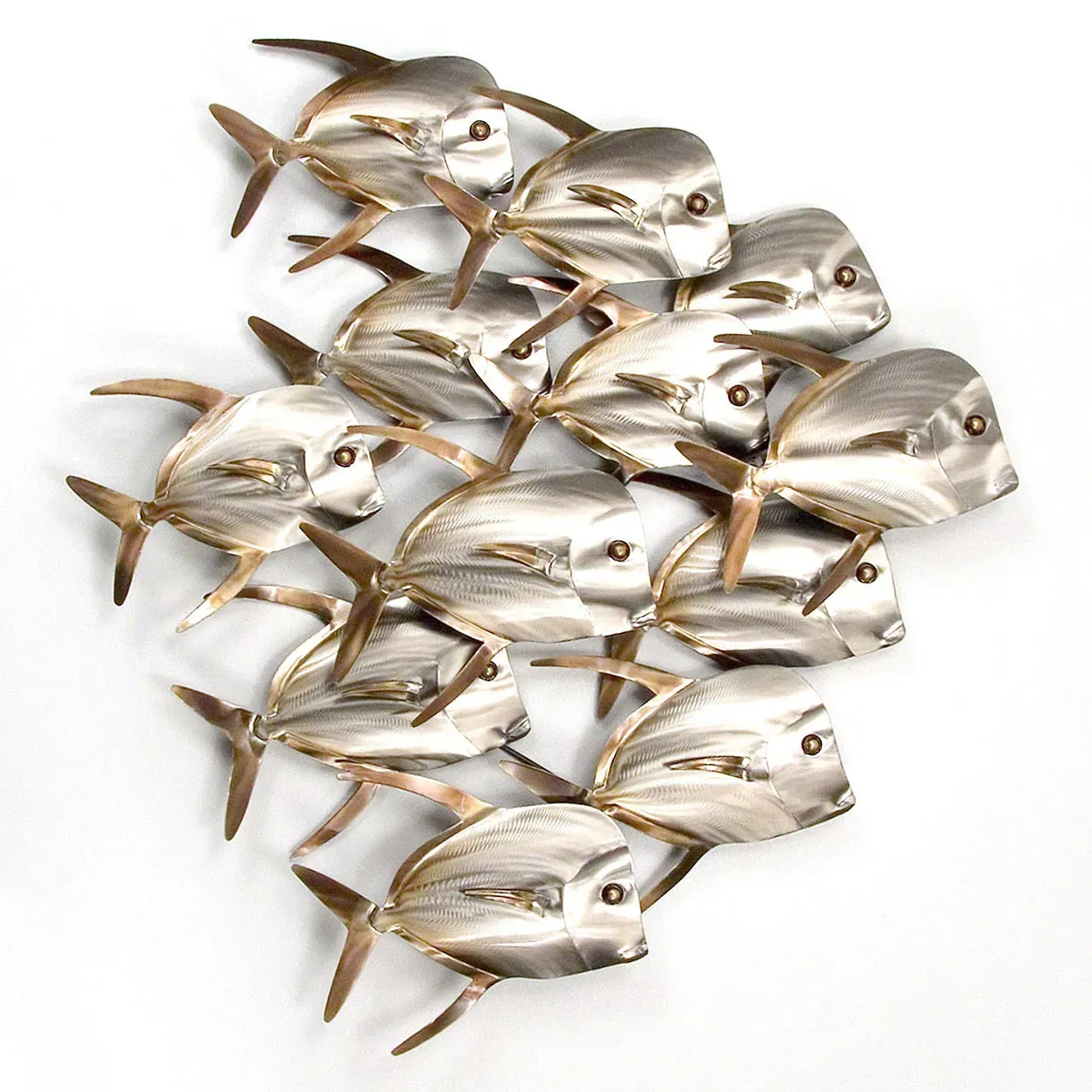 Lookdown Fish School of 12 Fish Arrow Stainless Steel Metal Wall Art