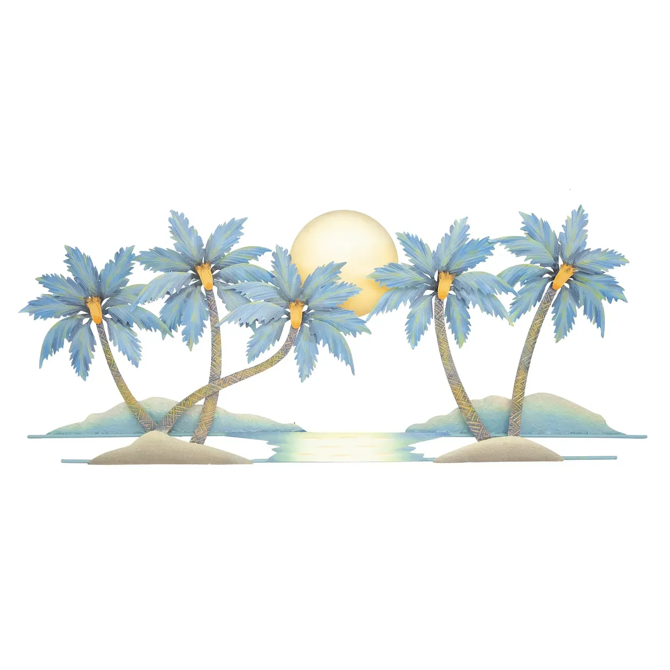 Large Palms -Blue Metal Wall Art