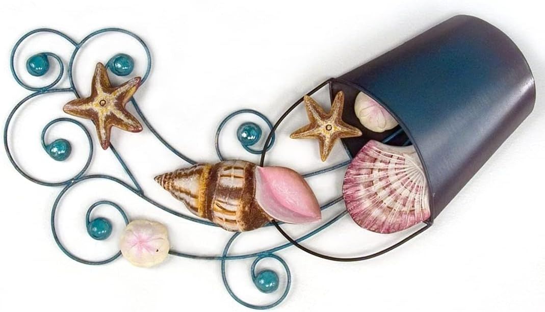 Small Shell Wave (NAT) Metal/Wood Wall Art