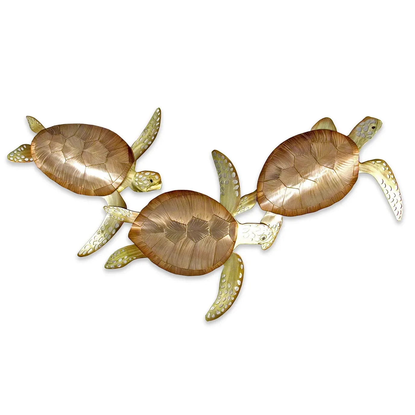 Sea Turtle Frolic 3 Turtles Stainless Steel Metal Wall Art
