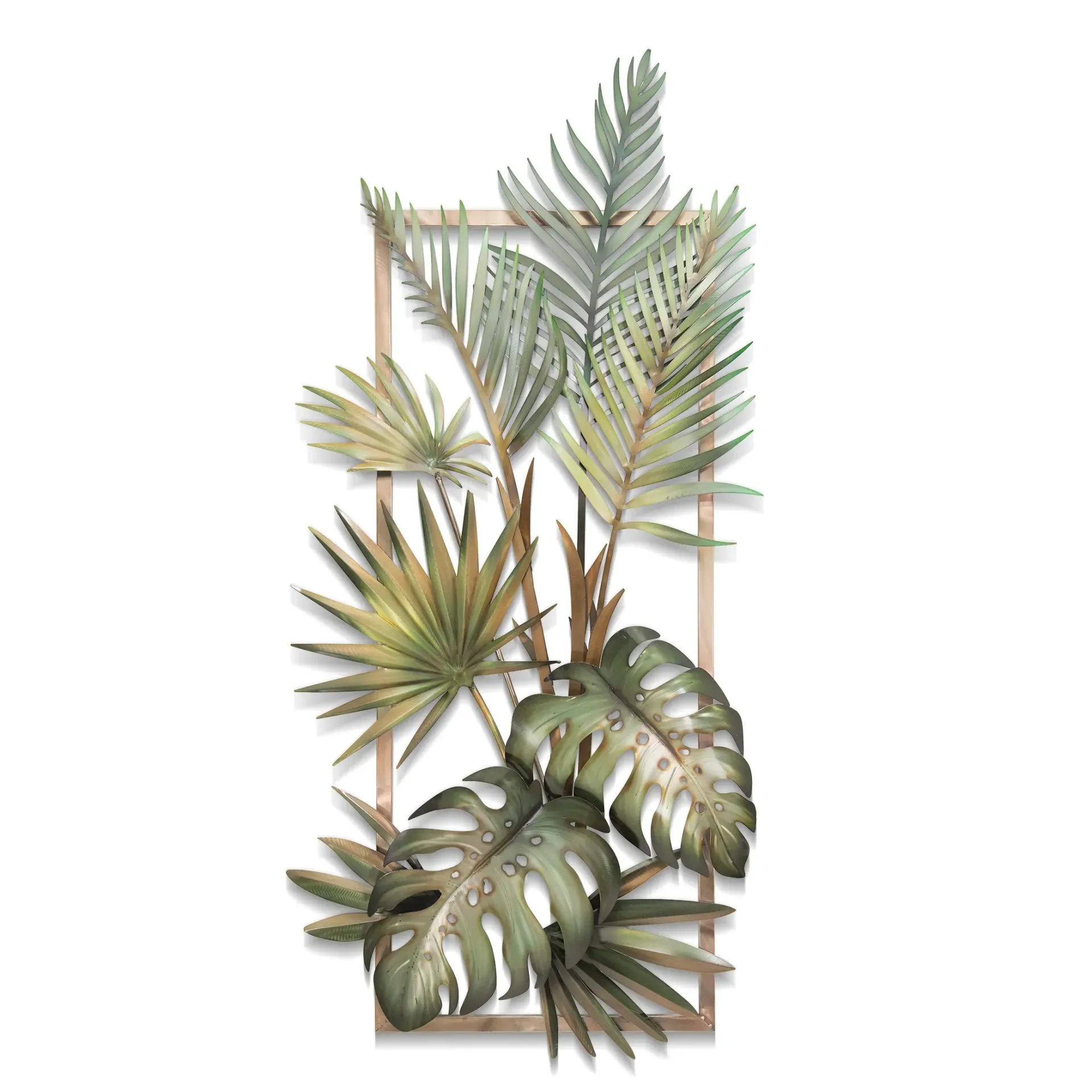 Tropical Foliage Frame Stainless Steel Metal Wall Art