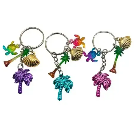 Palm Tree Turtle Palm Tree Electroplated Key Chain KK T-2418