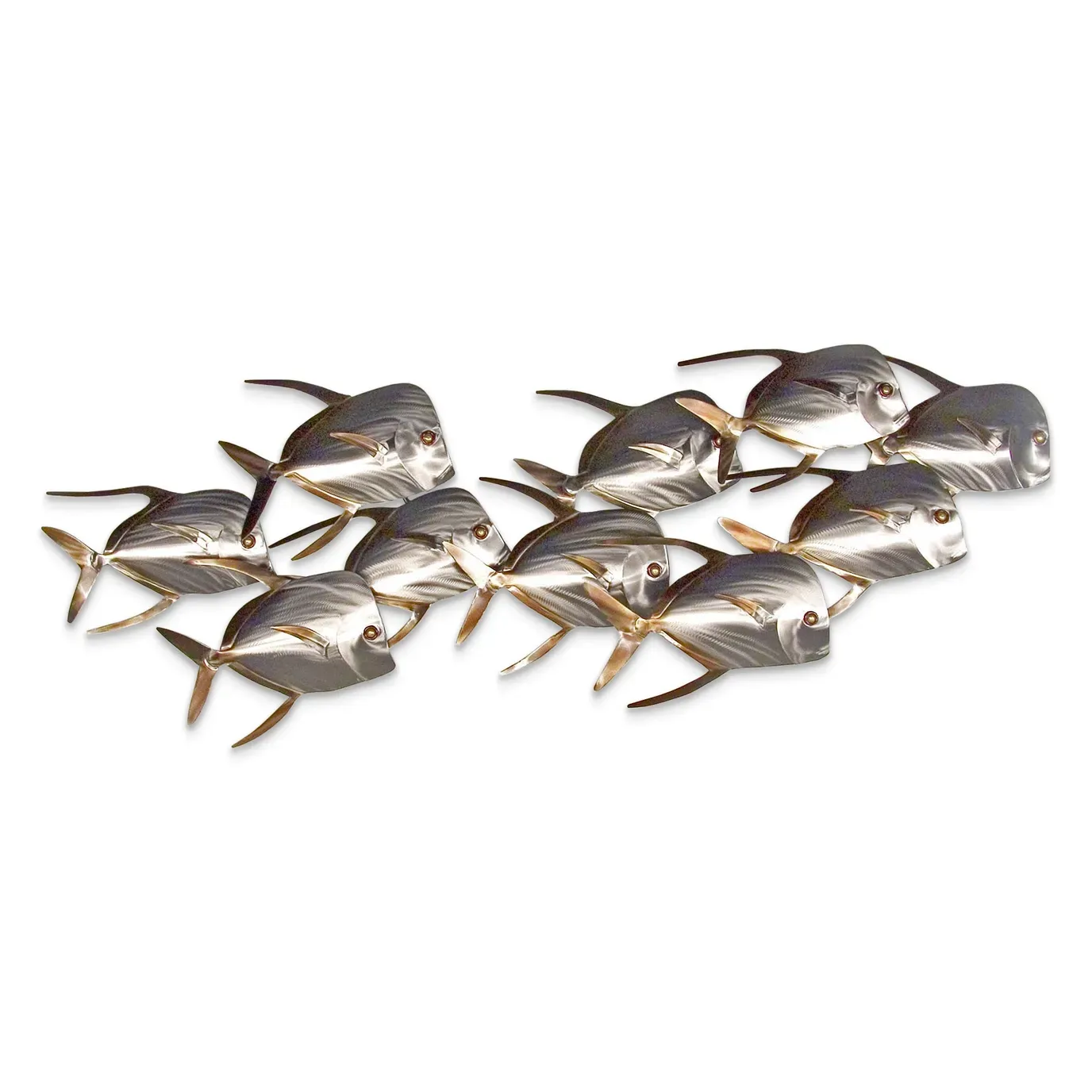 Lookdown Fish School of 10 Stainless Steel Metal Wall Art
