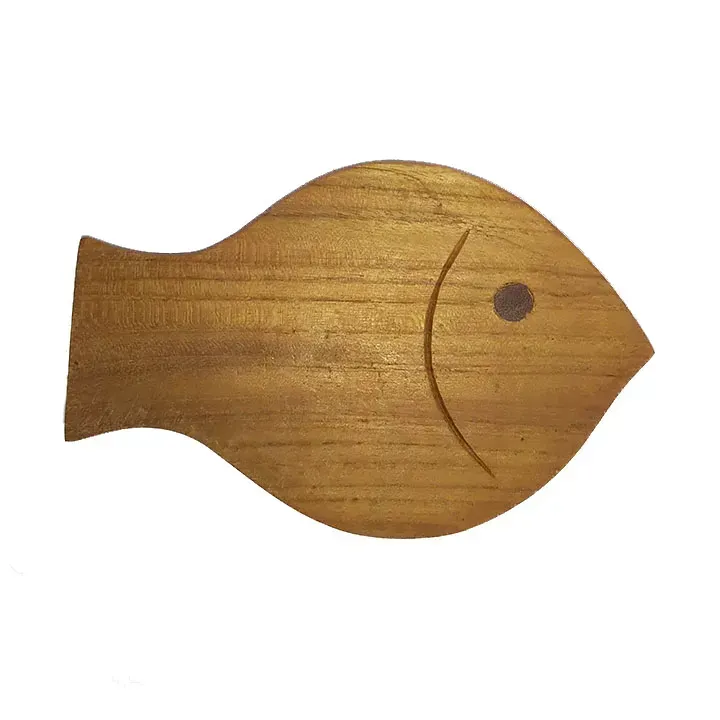 Teak Fish Coasters S/4