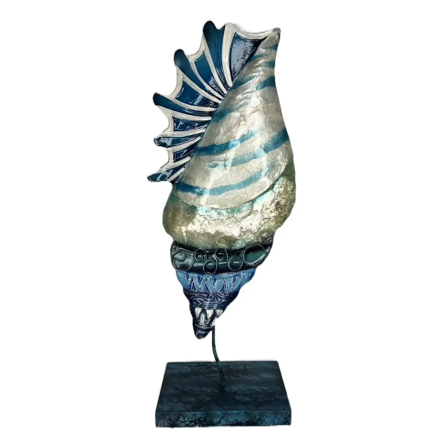Blue & White Capiz Tabletop - Shell 1 KK BWC-SHL1