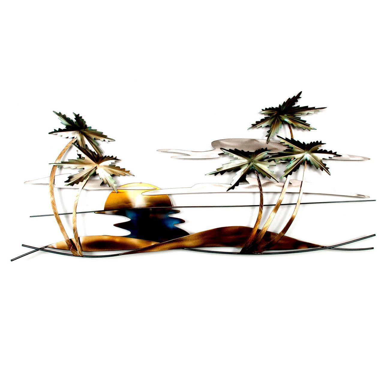 Swaying Tropical Palm Scene Metal Wall Art