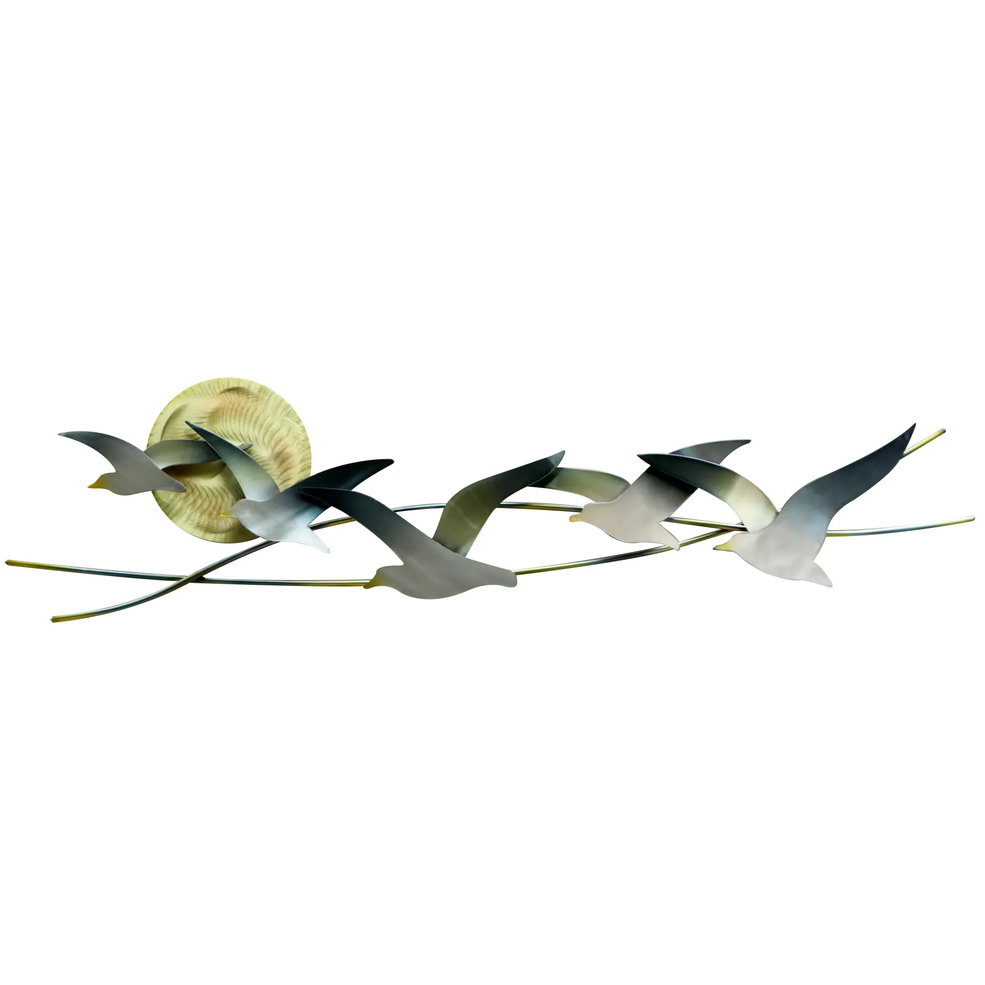 Seagulls W/ Sun Metal Wall Art