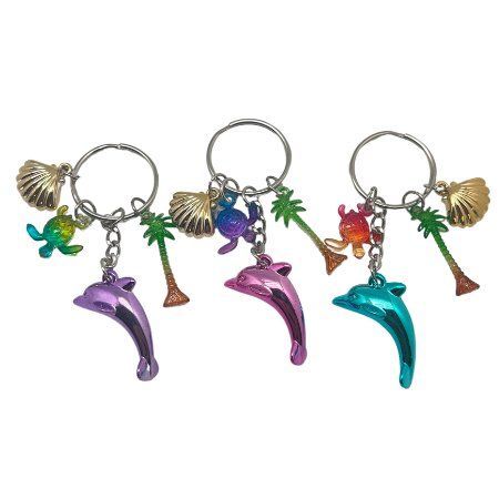 Dolphin Turtle Palm Tree Electroplated Key Chain KK T-2414