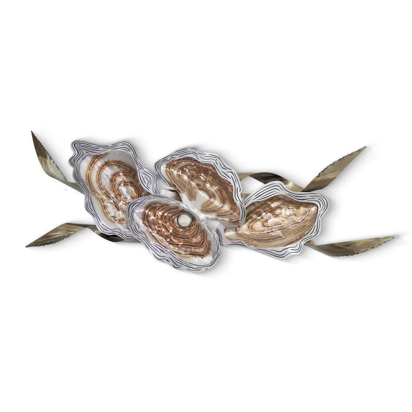 Oyster Shells w/Pearl Stainless Steel Wall Art