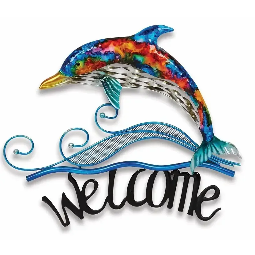 Dolphin Welcome Sign Colorful Wall Décor KK MAW-30DW