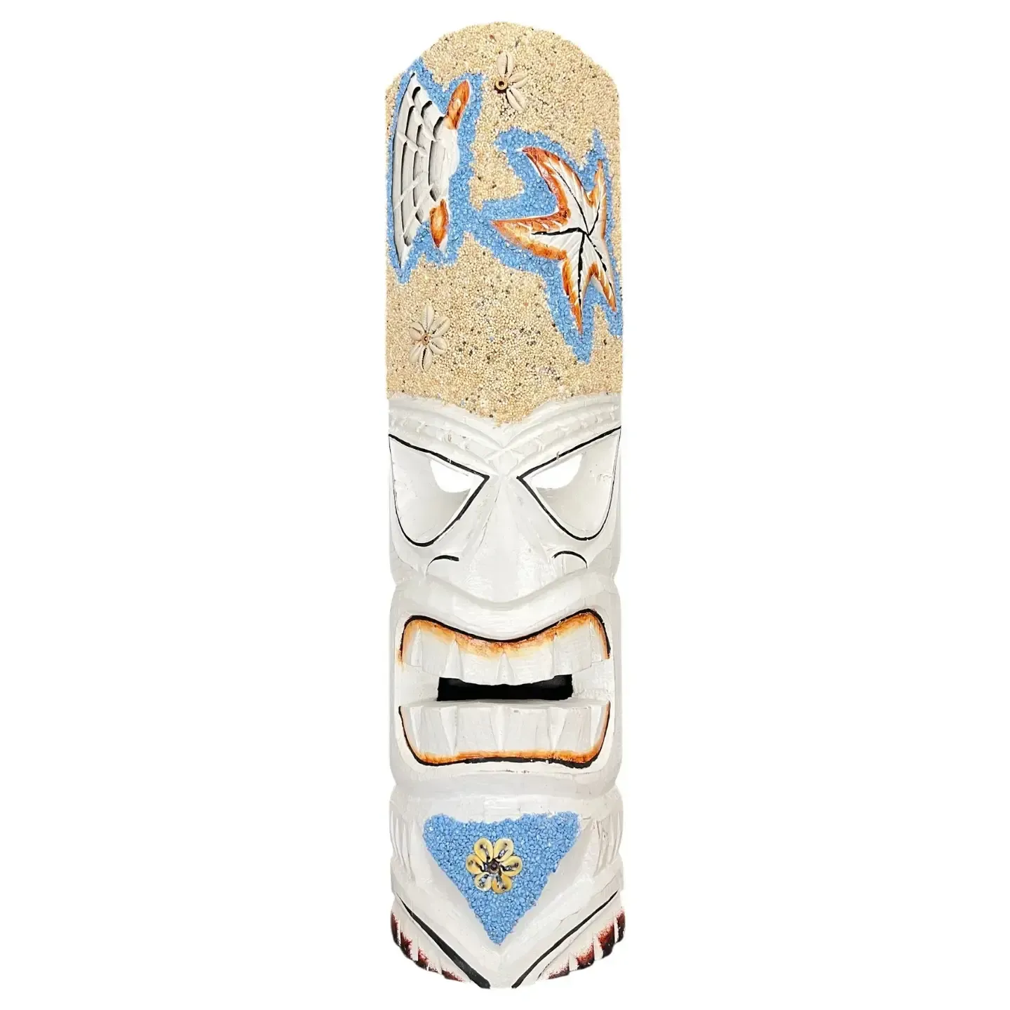 Wood Tiki Mask Natural Sand - Shell/Star KK N-1204-S-WWSHB