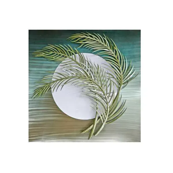 Moonlight Palms Lit Stainless Steel Metal Wall Art