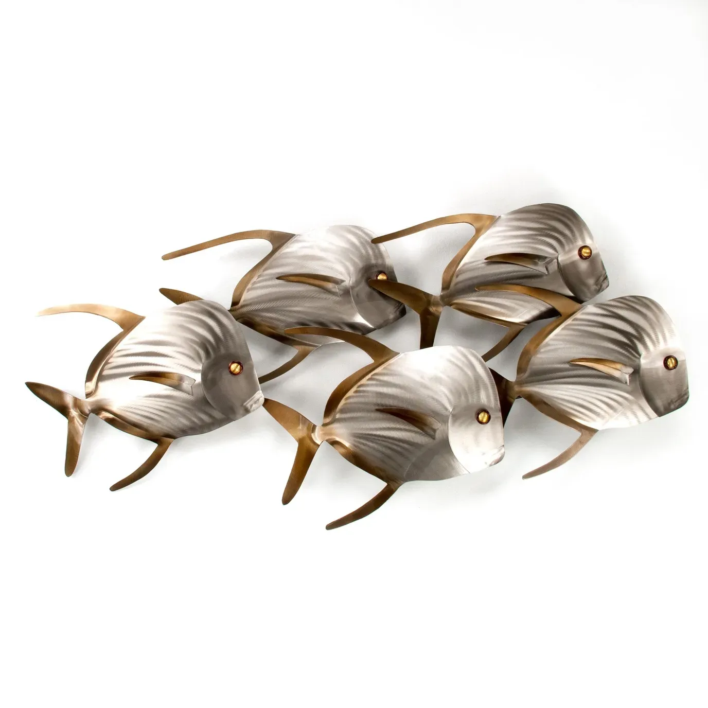 Lookdown Fish School of 5 Right Stainless Steel Metal Wall Art