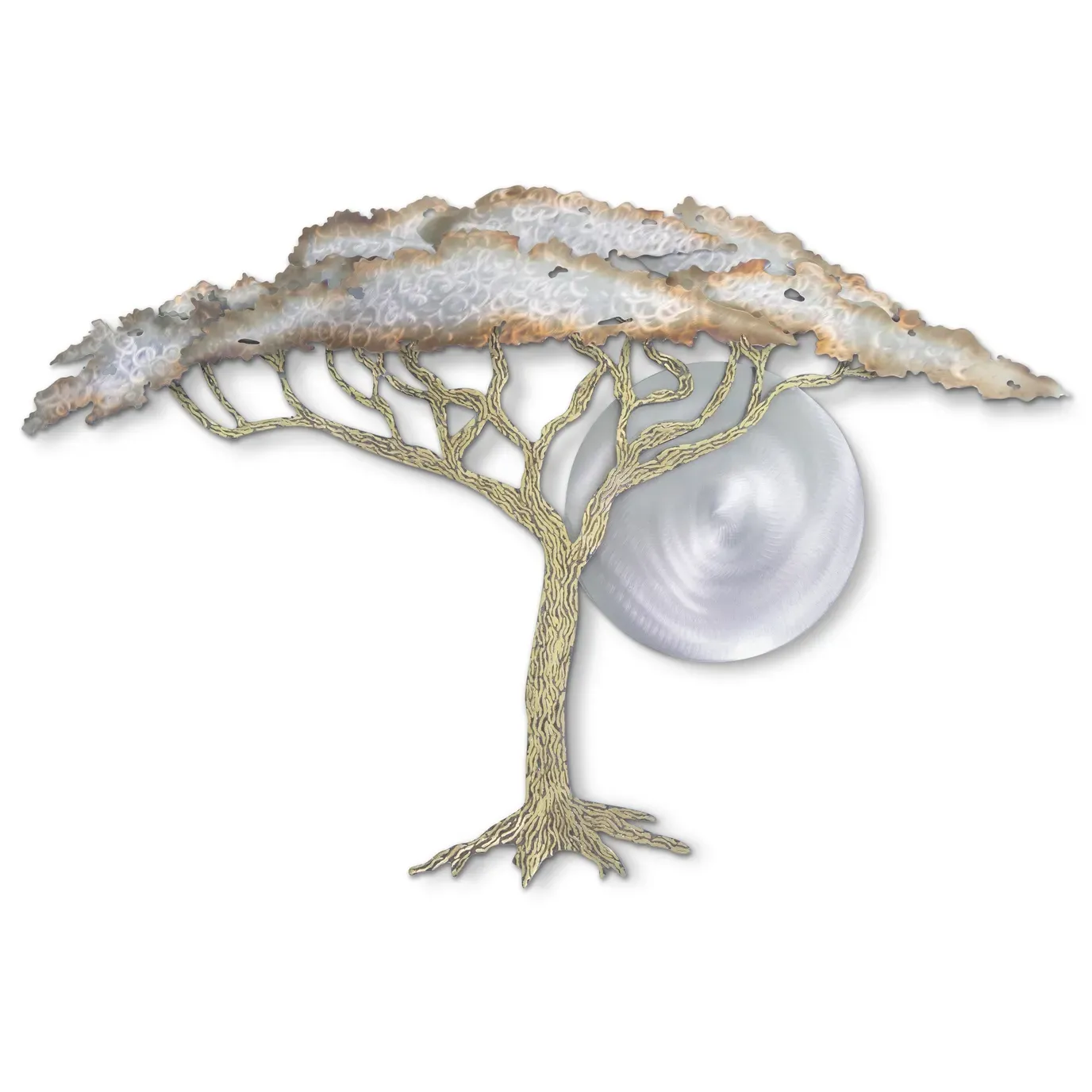 Acacia Tree In Moonlight Stainless Steel Metal Wall Art