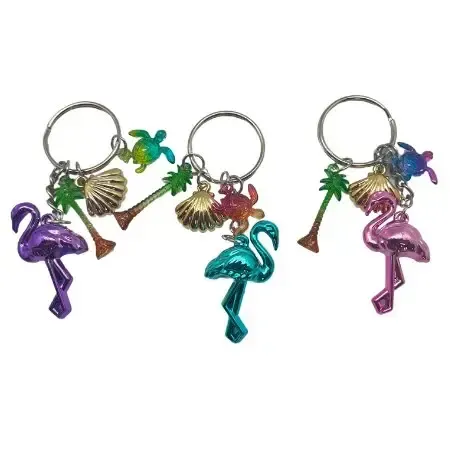 Flamingo Turtle Palm Tree Electroplated Key Chain KK T-2416