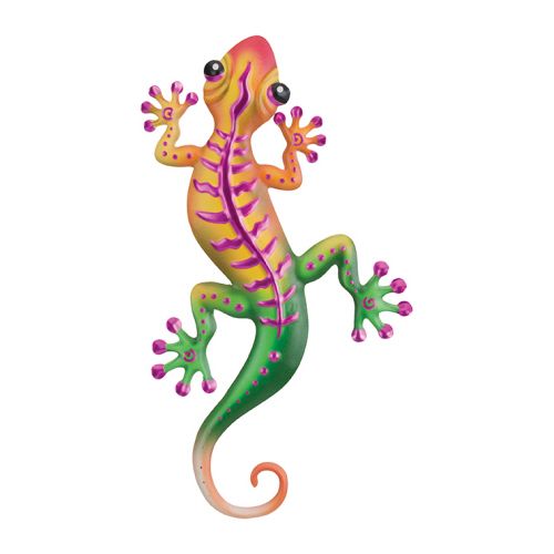 Magenta Stripe Gecko Metal Wall Decor