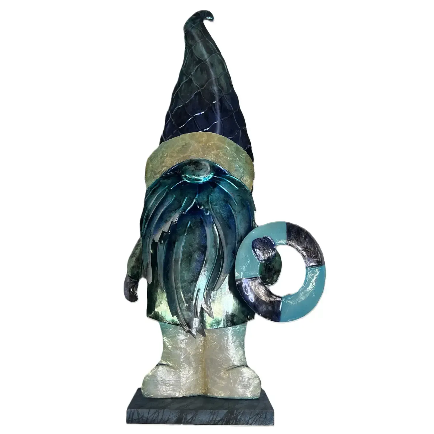 Blue & White Capiz Tabletop - Beach Gnome KK BWC-GN