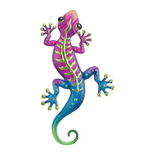 Green Stripe Gecko Metal Wall Decor