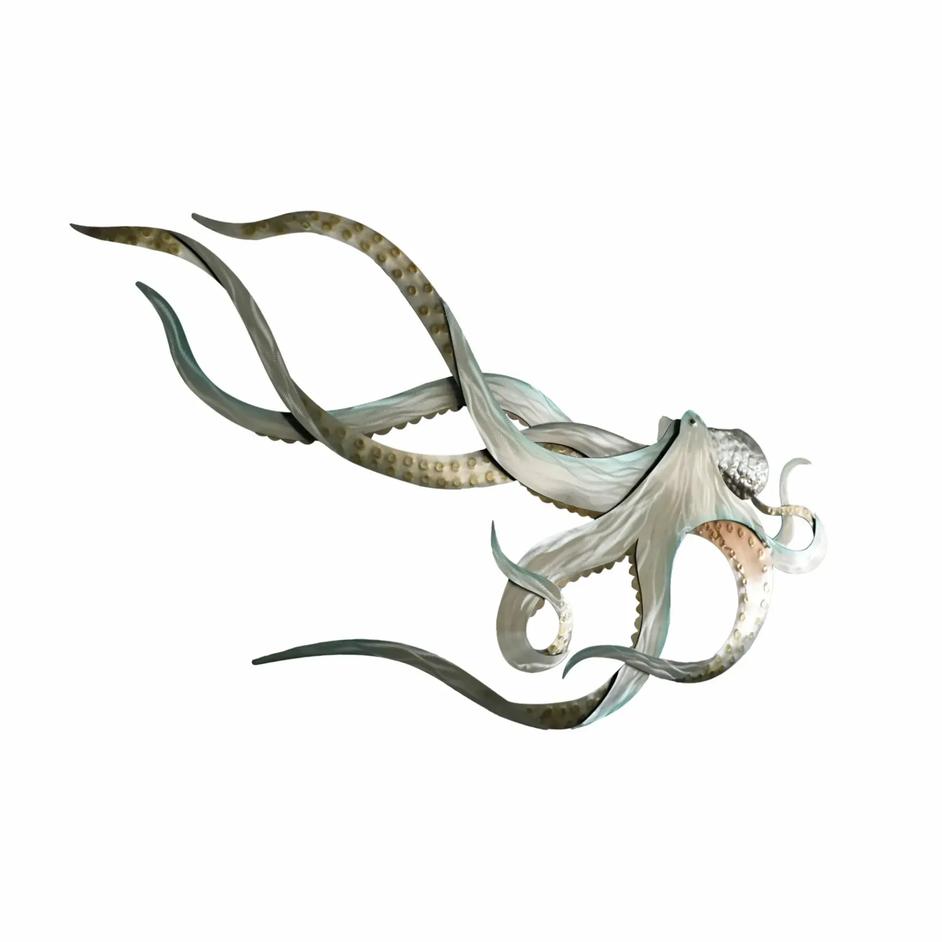 Octopus Facing Left Stainless-Steel Metal Wall Art