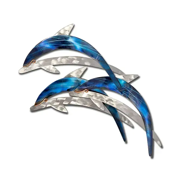 Dolphins School (3) Stainless Steel Metal Wall Art