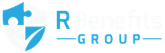 Logo for R Benefits Group: a blue shield icon featuring a puzzle piece and a swoosh, with blue text to the right.