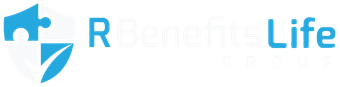 R Benefits Life Group logo with blue shield and puzzle piece
