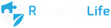 R Benefits Life logo with blue shield icon and light blue text