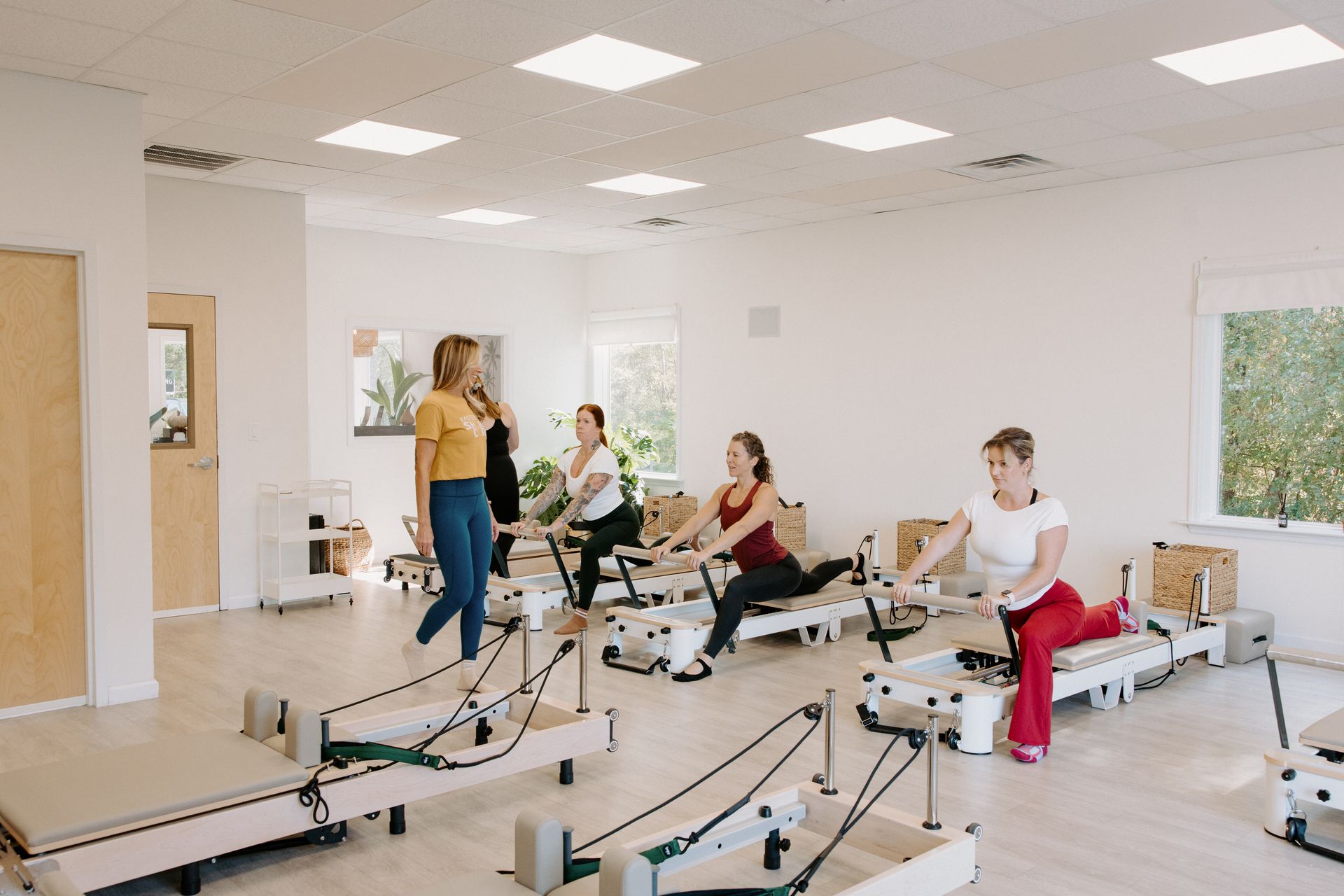 Small group reformer class in session at Eastern Shore Core