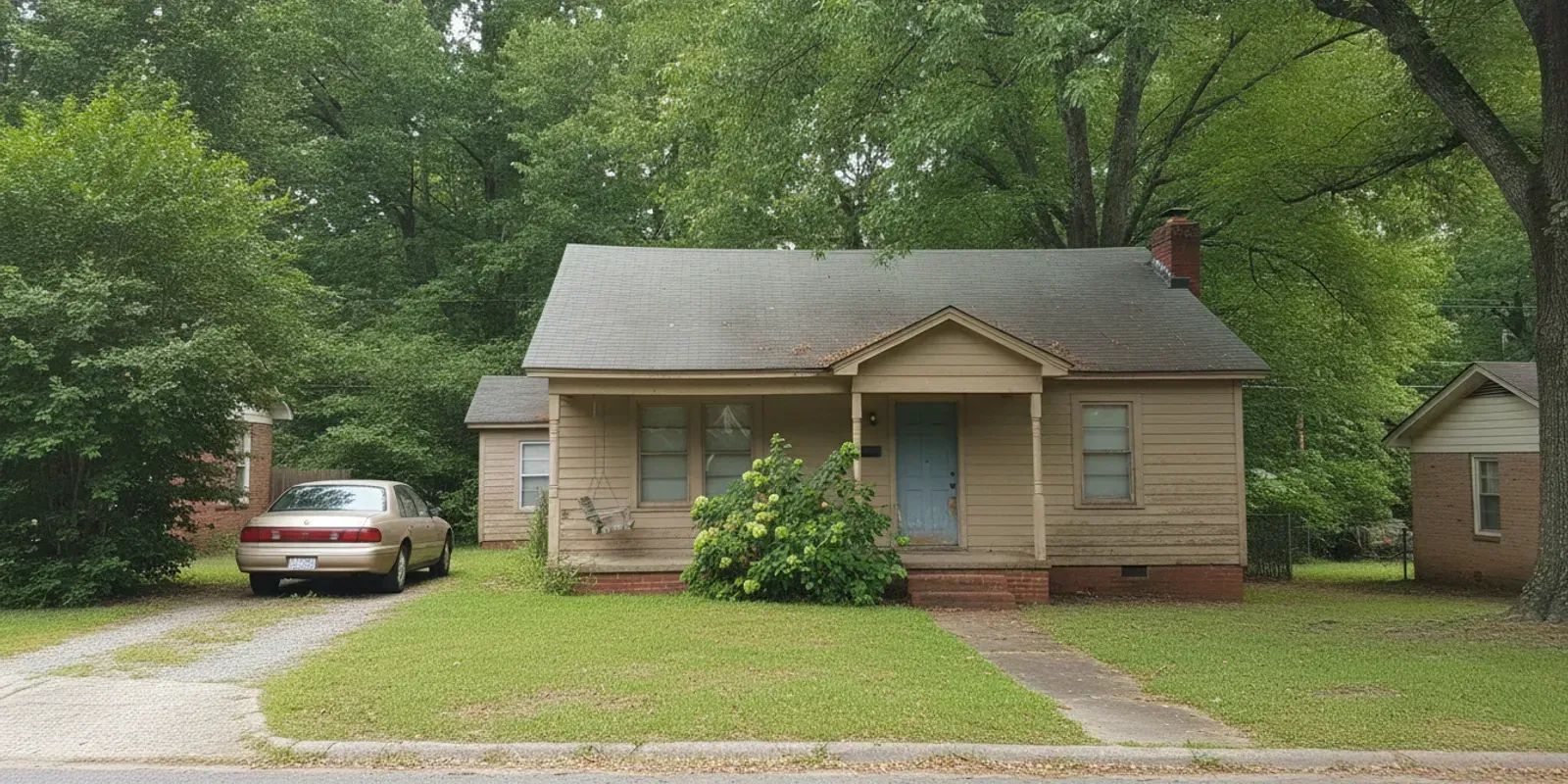 A typical Georgia home with an asphalt shingle roof in a Newnan neighborhood