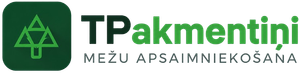TPakmenīni logo with green tree icon and Latvian text “MEŽU APSAIMNIEKOŠANA” on white background